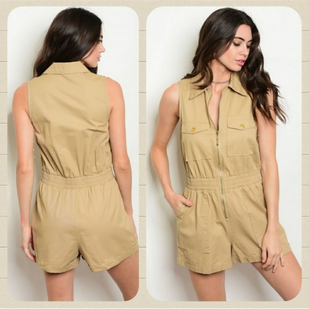 Taupe cargo romper
